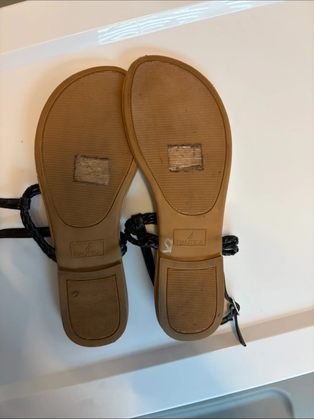 Nautica Black Braided Toe-Loop Ankle-Strap Sandals
